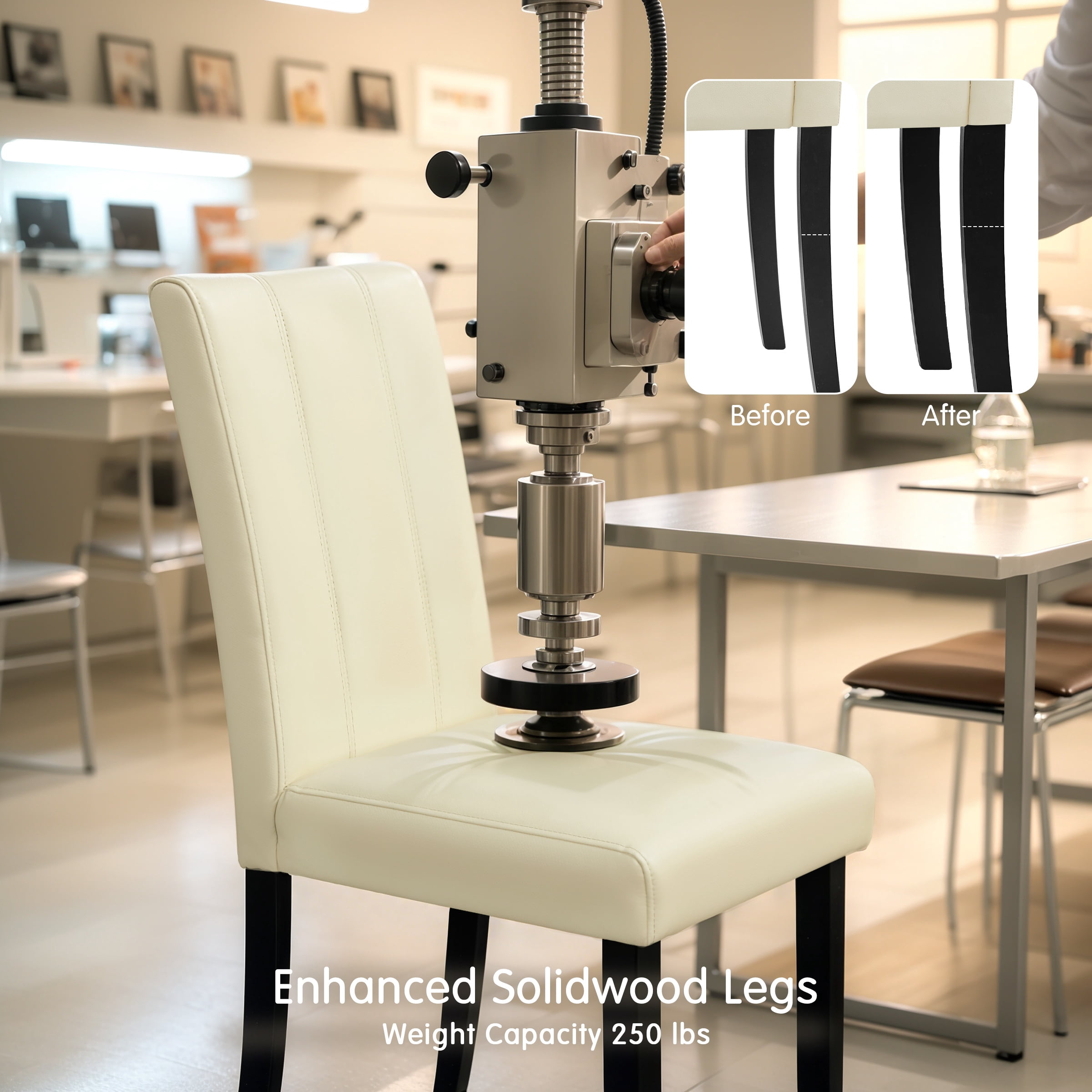 Modern Faux Leather Dining Chairs Set of 4 for Dining Room, Upholstered Parsons Chairs, Ivory