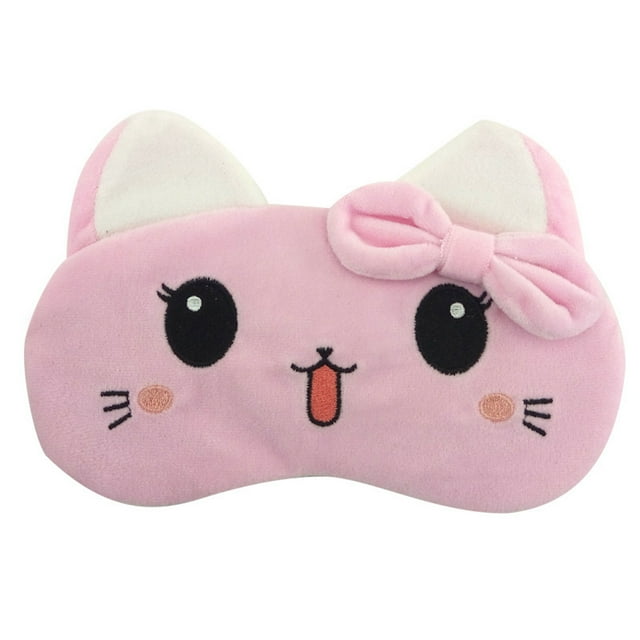 Máscara para dormir con forma de gato rosa, diseño de anime, supersuave, de algodón
