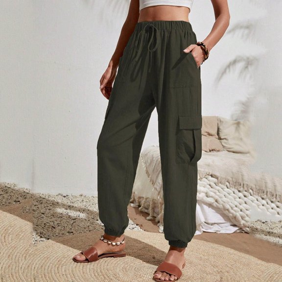SIYUDAN Pants For Women Ladies Casual Pants Army Green Adult Pants Women Loose Yoga Pants For Women Wide Leg Womens Pants With Pockets Summer Pants