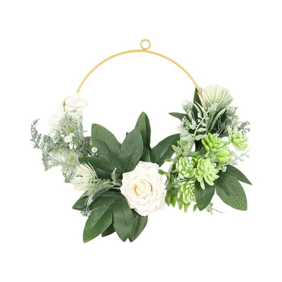 Wreaths for Front Door, Wreath Ring Decorated Outdoor Wreath Hanging Flower Roses Succulent Front Door Wreath for Front Door Wall Window Wedding Party Decoration, Summer Door Wreath