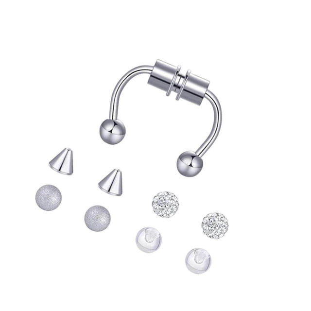 facefd Magnetic Fake Septum Nose Rings Hoop Horseshoe for Women Acrylic Silver