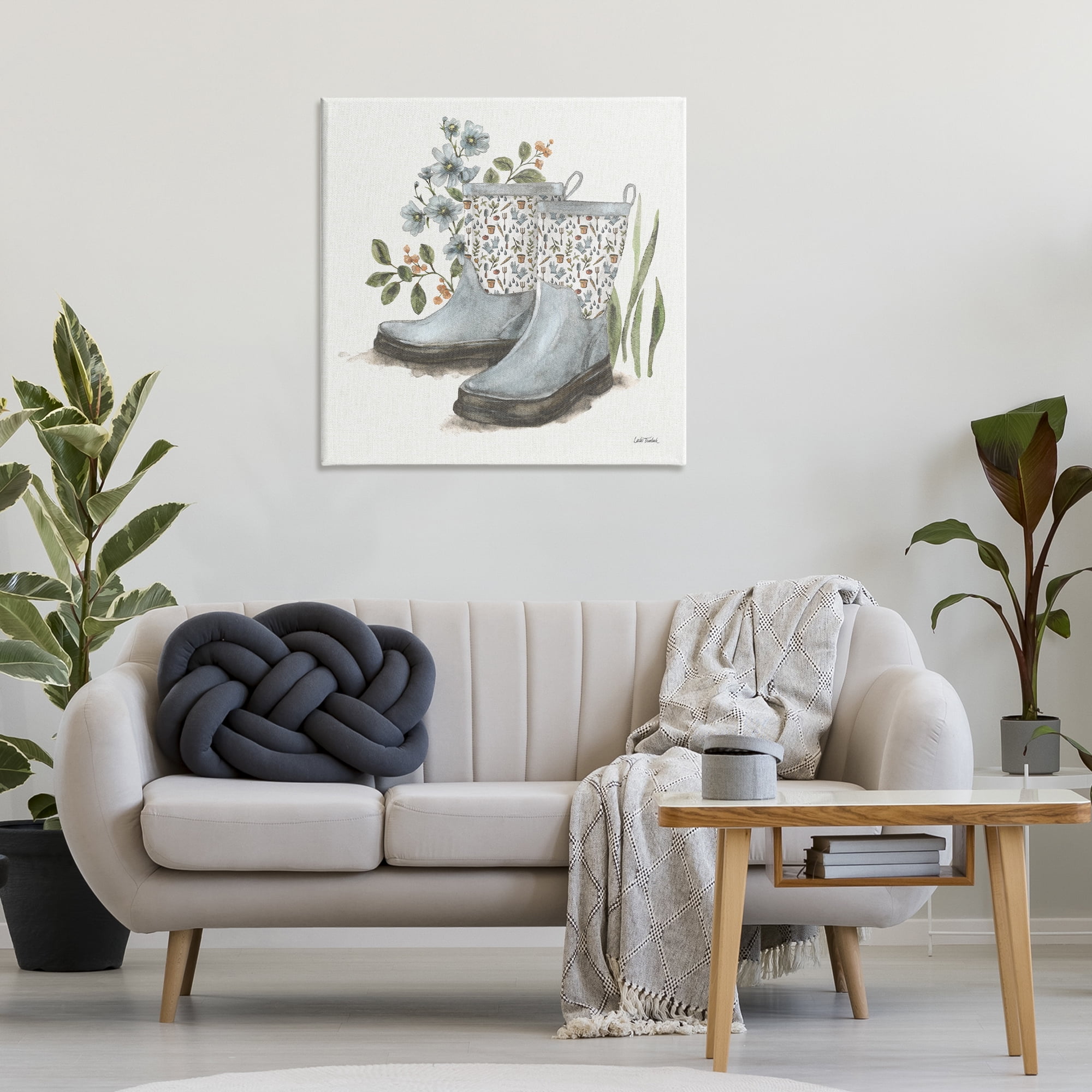 Stupell Industries Floral Gardening Boots Botanical & Floral Painting Gallery Wrapped Canvas Art Print Wall Art, 30 x 30