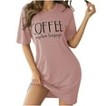 thumbnail image 2 of Xysaqa Nightgowns for Women, Women's Coffee Letter Printed Sleepwear Comfy Soft Sleep Shirt Short Sleeve Nightgown Sleep Dress for Women S-Xxl Pink Xl, 2 of 4