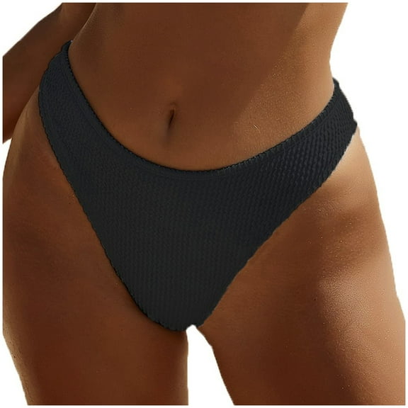 Women's Sexy Low Waist Bikini Bottoms - Ruched Swim Briefs with Full Coverage & High-Cut Leg