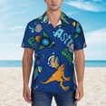 thumbnail image 2 of Kll Men'S Hawaiian Shirt Short Sleeve Button Down Beach Shirts-Dinosaur In Space, 2 of 7