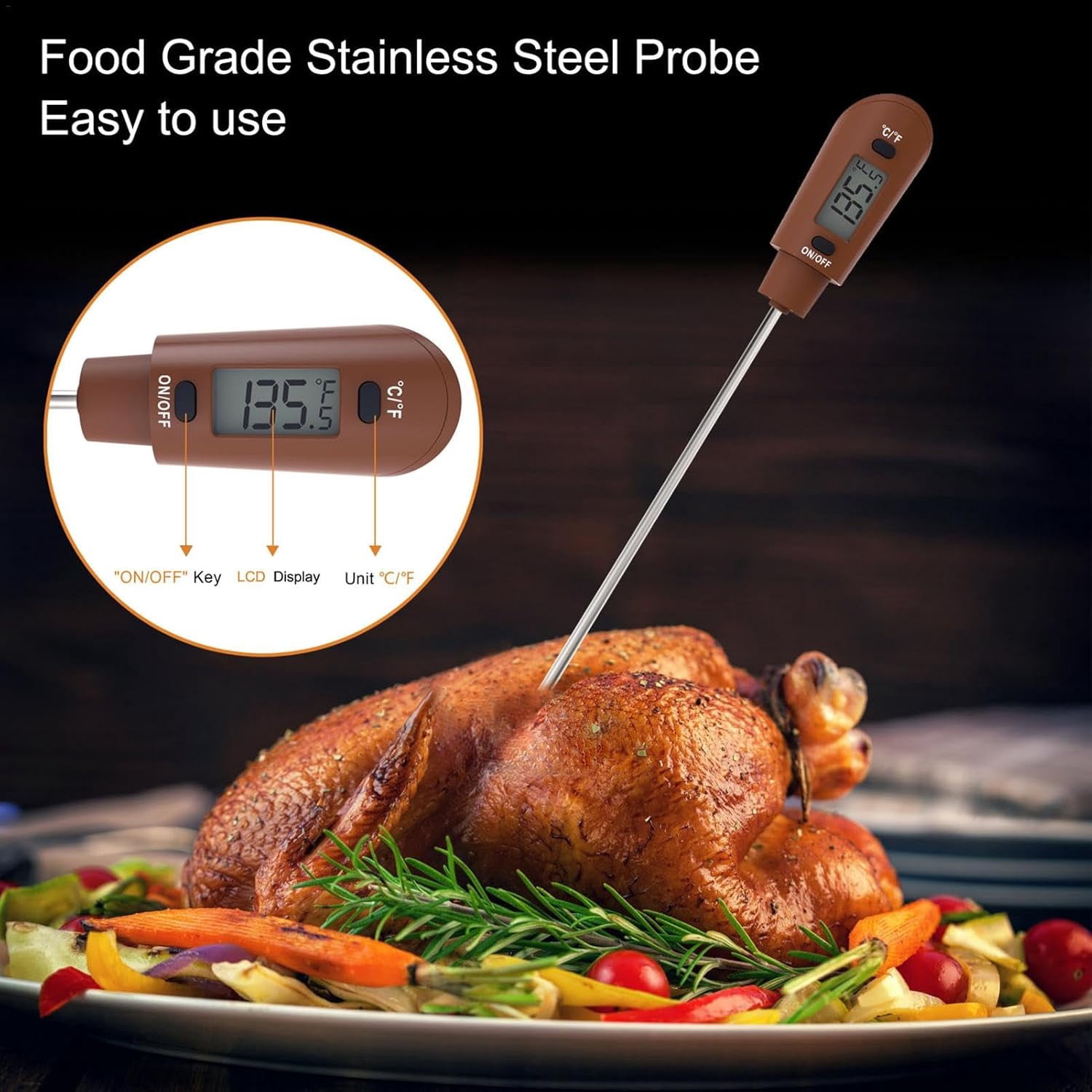 ABPETE Digital LCD Candy Spatula Thermometer - Instant Read Meat & Candy Thermometer | Silicone Kitchen Temperature Sensor | Temperature Reader and Stirrer for Candy, Chocolate, Meat