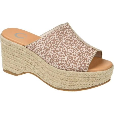 

Women s Journee Collection Karmen Espadrille Wedge Platform Slide Leopard Faux Suede 8.5 M