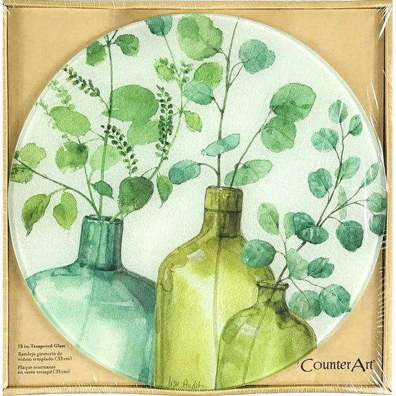 Mother Nature in a Bottle Lazy Susan: Decorative Simple Life Leaf Motif, 13" Diameter