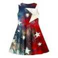 thumbnail image 3 of Riecok Girls Independence Day Print Sleeveless Dress Summer Casual Sundress Tween Patriotic Outfit Round Neck A-Line Dress Fitted Waist Kids 4th of July Apparel Light Blue 13 Years, 3 of 3