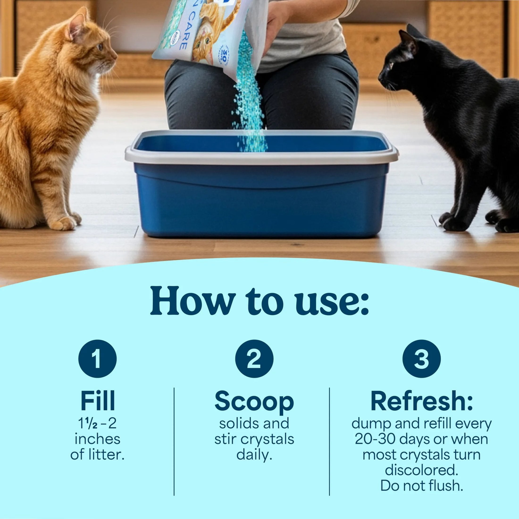 (2 pack) Fresh Step Clean Care Crystal Cat Litter, Febreze Freshness Scent, 8 lb Bag