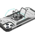 thumbnail image 2 of For iPhone 15 Robust Magnetic Kickstand Hybrid Case Cover - Silver, 2 of 9