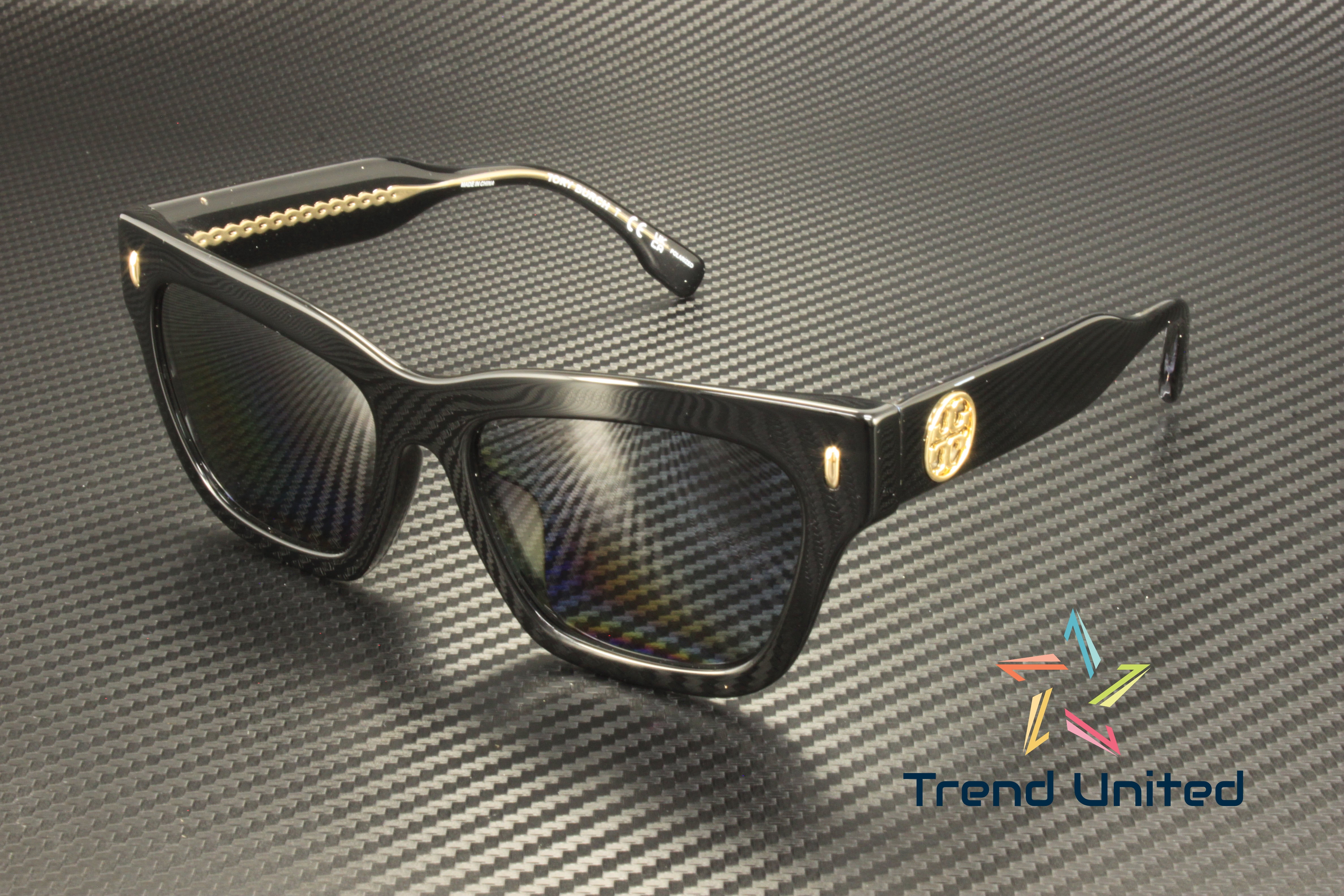 Tory Burch TY 7208U Plastic Womens Cat-Eye Polarized Sunglasses Black 54mm Adult