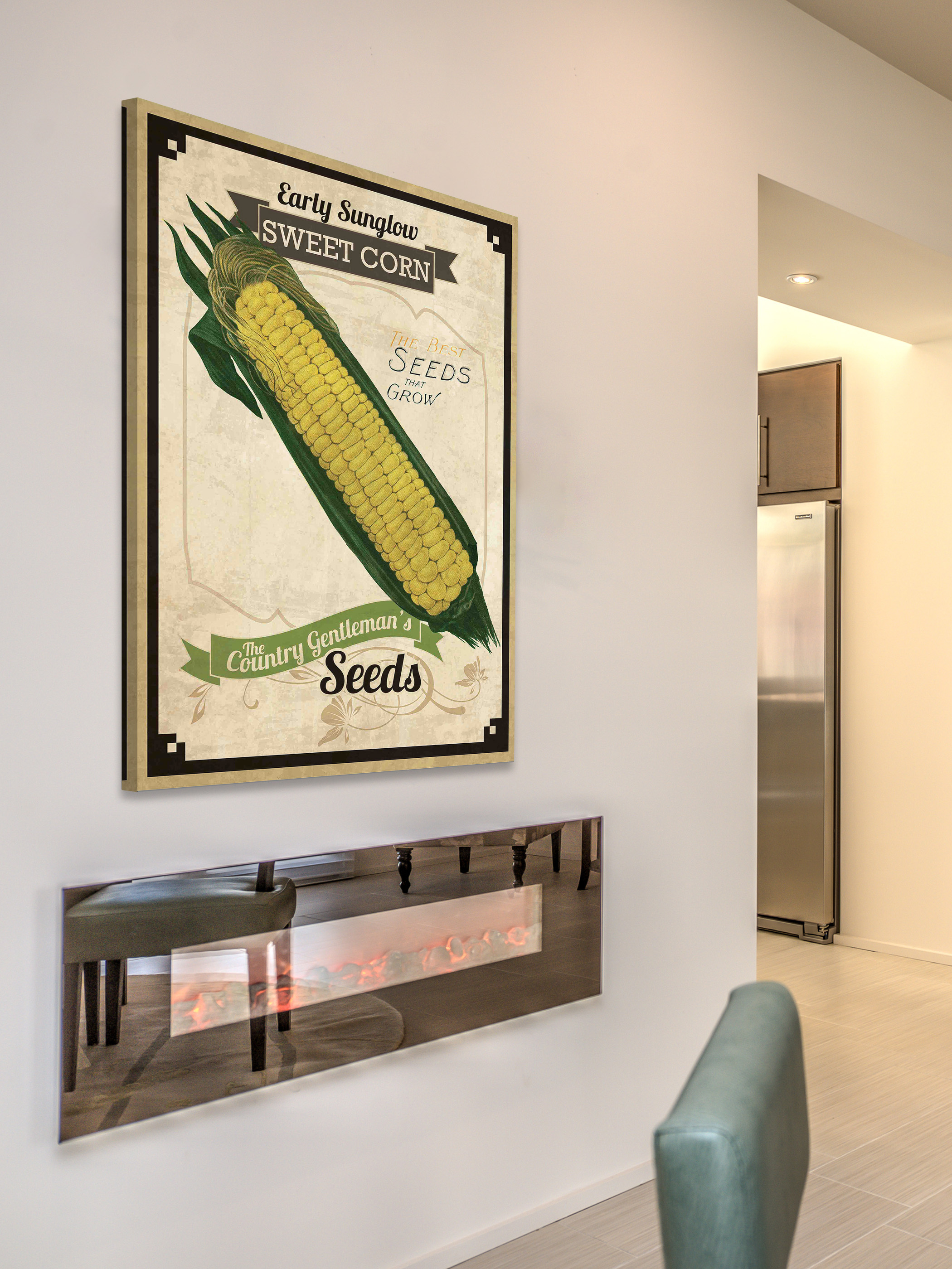 "Seed Packet Corn" Painting Print on Wrapped Canvas