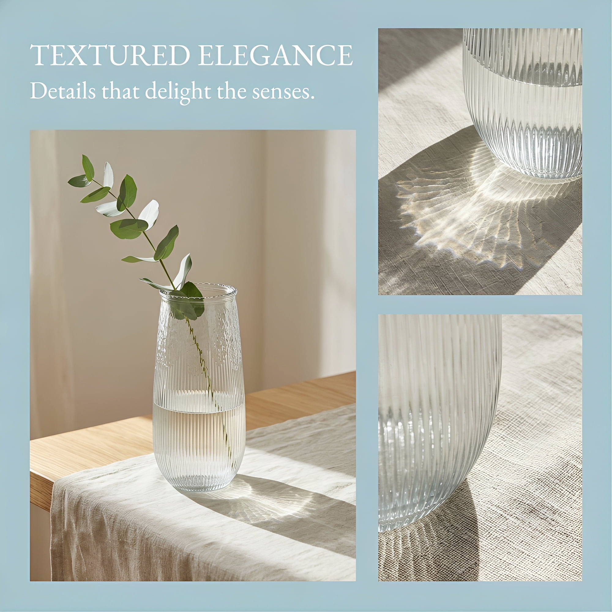 Unique Bargains Geometric Simple Large Glass Flower Vase Clear 2.6"L x 2.6"W x 7.9"H