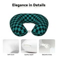thumbnail image 4 of KLL Black And Teal Checkerboard Pattern Memory Foam Cervical Neck Pillow Versatile U-Shaped Pillows for Home/Office/Camping/Travelling/Soft Washable Cover, 4 of 8