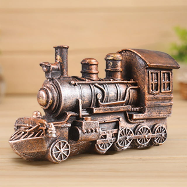 Leodye Statue Steampunk en Résine Moulée à Froid de Locomotive, Fini Bronze Antique, Train, Cadeaux