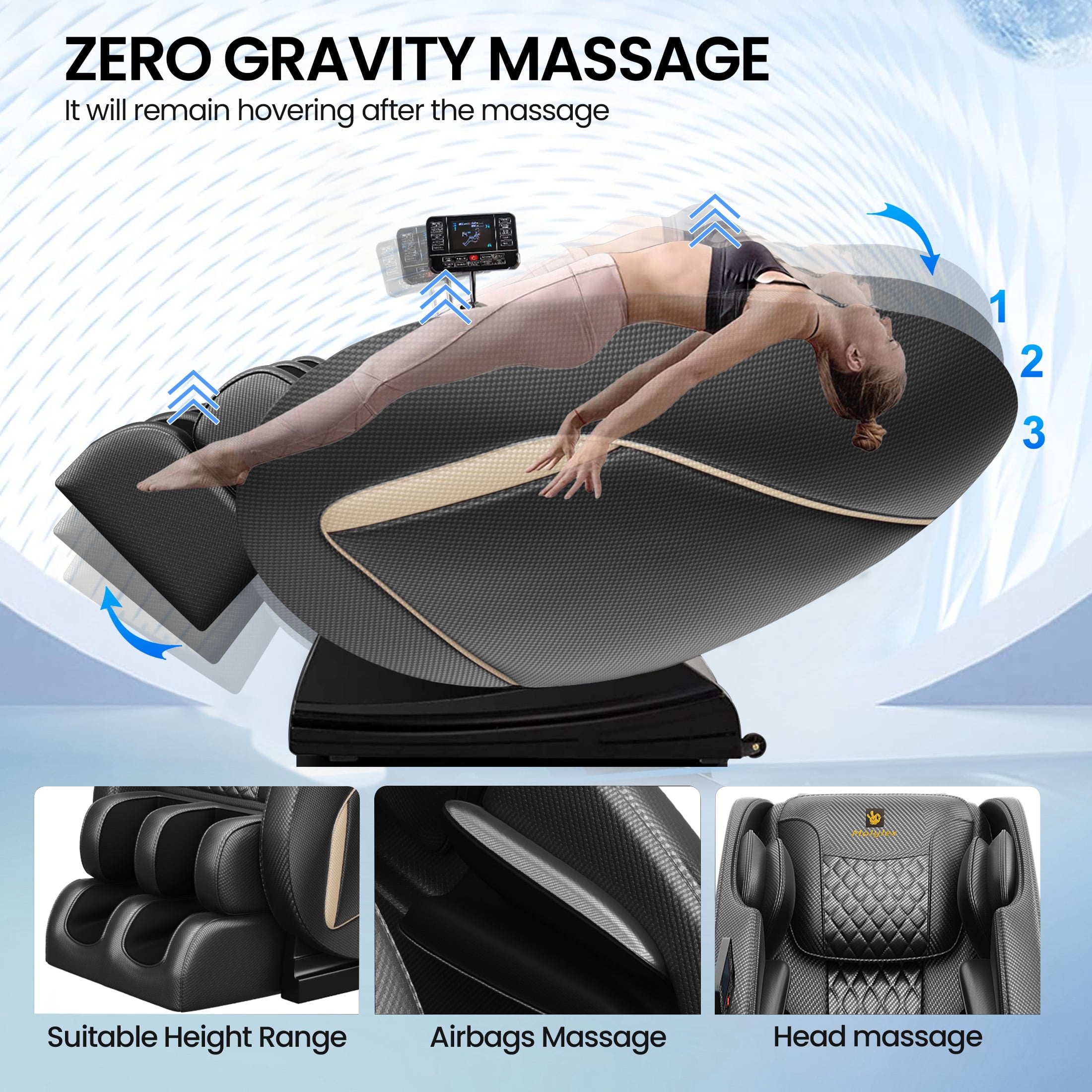 Aukfa Zero Gravity Recliner Massage Chair w/ Heat, Bluetooth, 5 Modes & Shiatsu Full Body Massage Chair, Black
