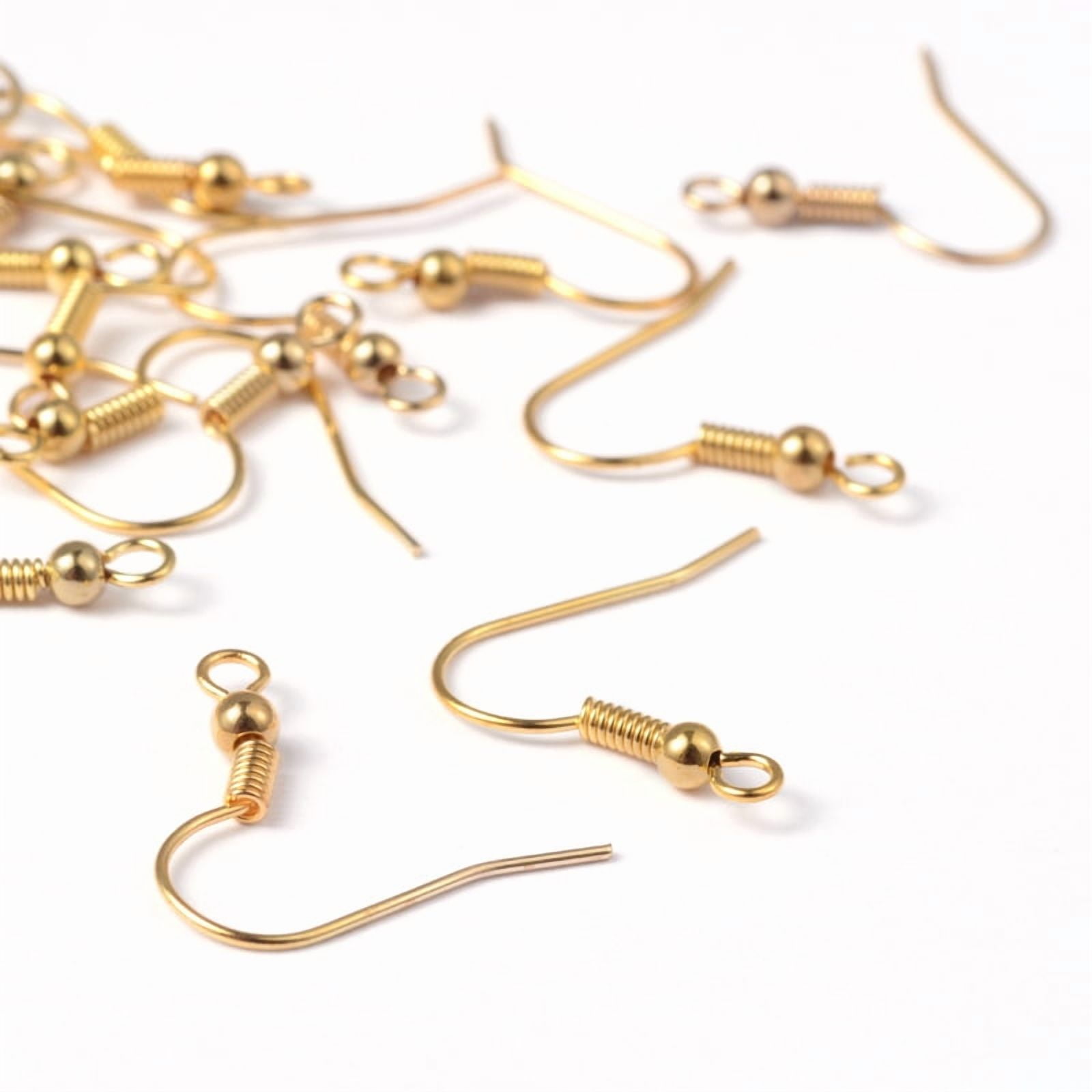 2000 pc Brass Earring Hooks Ear Wire with Horizontal Loop Nickel Free Golden 17~19x16~18x0.6~0.7mm 21~22 Gauge Hole: 2mm Brass