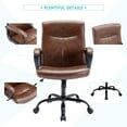 thumbnail image 6 of XINMICS Ergonomic Office Chair, Adjustable PU Leather Computer Chair with Padded Armrests, Brown, 6 of 7
