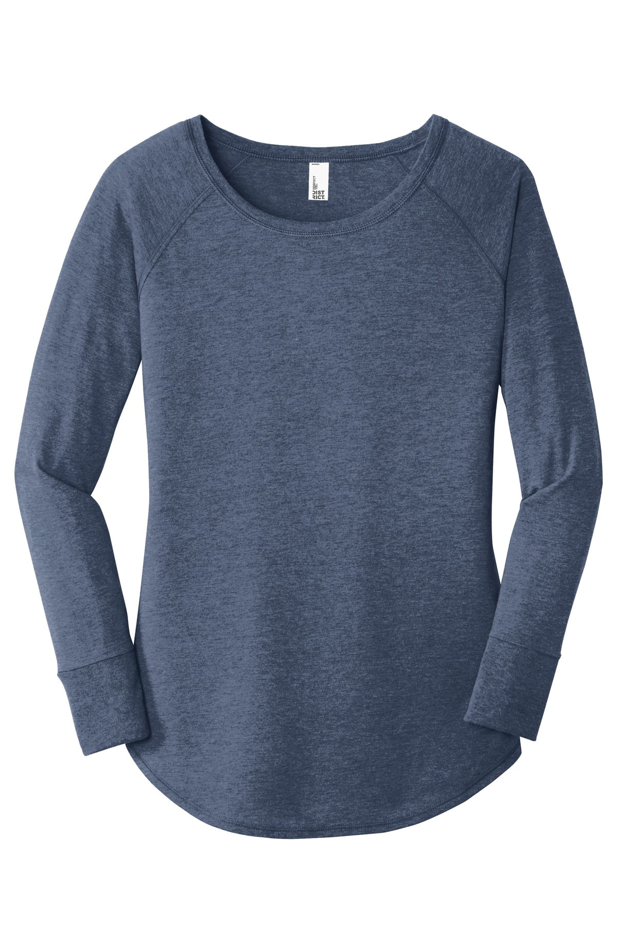 District Women's Perfect Tri Long Sleeve Tunic Tee Dt132l - Grey Frost - XS  