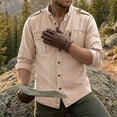 thumbnail image 5 of LMOIPLI Men's Stand Collar Long Sleeve Cargo Shirt Epaulet Detail Multi‑Pocket Design Lightweight Casual Top for Outdoor Daily Wear Beige XL, 5 of 8