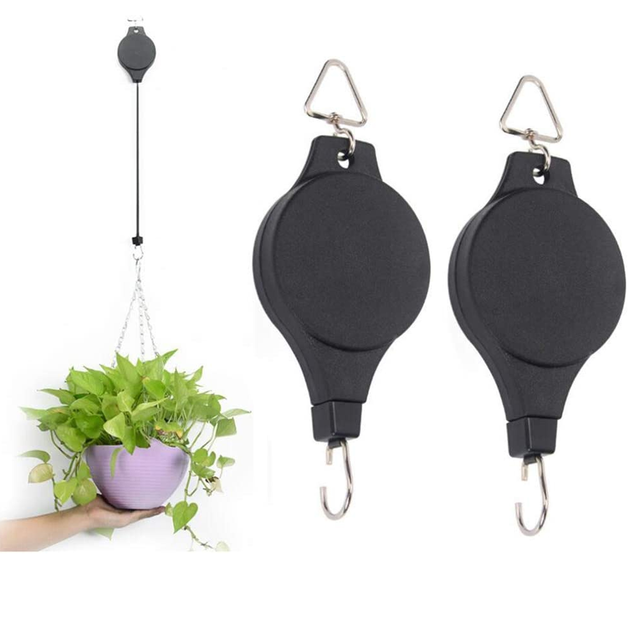 Wisfunlly 2Pcs Plant Pulley, Adjustable and Retractable Plant Hangers