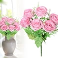 thumbnail image 2 of 6 Heads Artificial Roses, Oimcto Cloth Flower Plant for Wedding Decoration, Home Living Room Table Decor, Bridal Bouquet, Lifelike, Long-Lasting, No Wilting, Symbol Of Love & Gratitude, Pink, 2 of 9