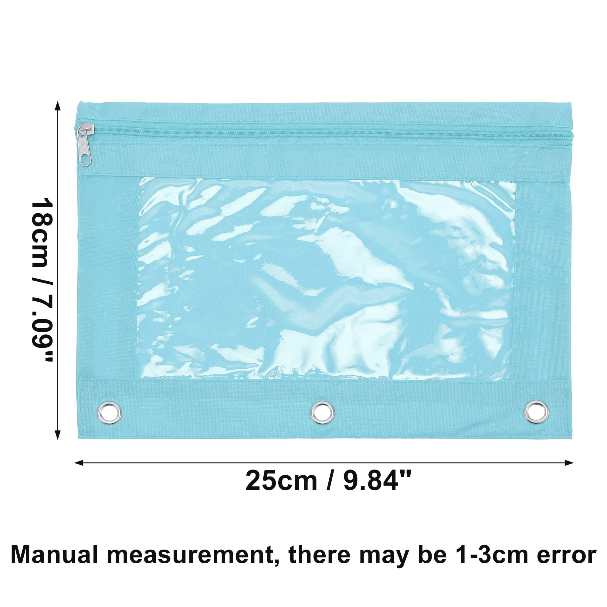 Unique Bargains Pencil Case for 3 Ring Binder, Double Layer, Smooth Zipper Sky Blue