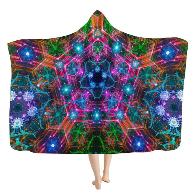 Manta con capucha de vikingo nórdico para hombre, manta con garabatos, runas y brújula, tótem, impresión 3D, manta de franela suave y cómoda con capucha, ropa de cama
