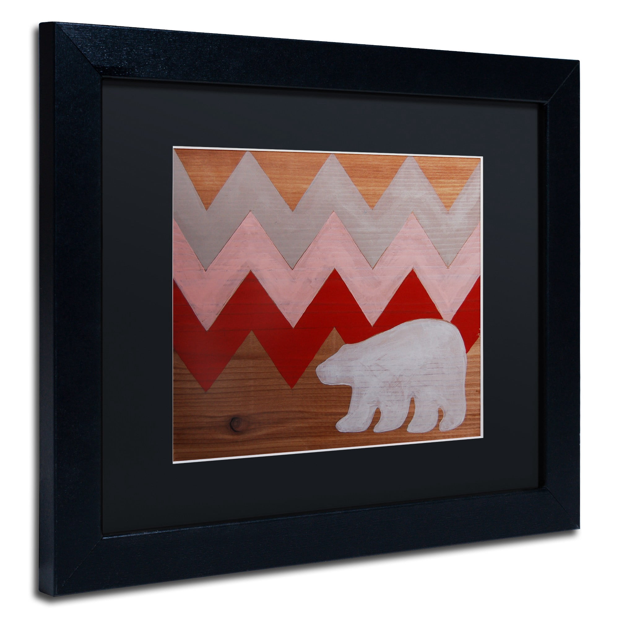 Trademark Fine Art "Polar Bear Red" Canvas Art by Nicole Dietz Black Matte, Black Frame