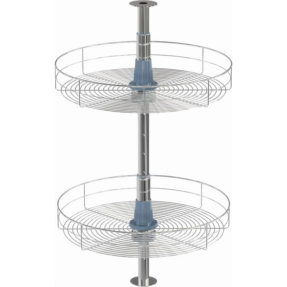Dowell 18" Round Lazy Susan, 2 Shelves, Kitchen Wall Corner Cabinet Organizer (Chrome 4001 360D)
