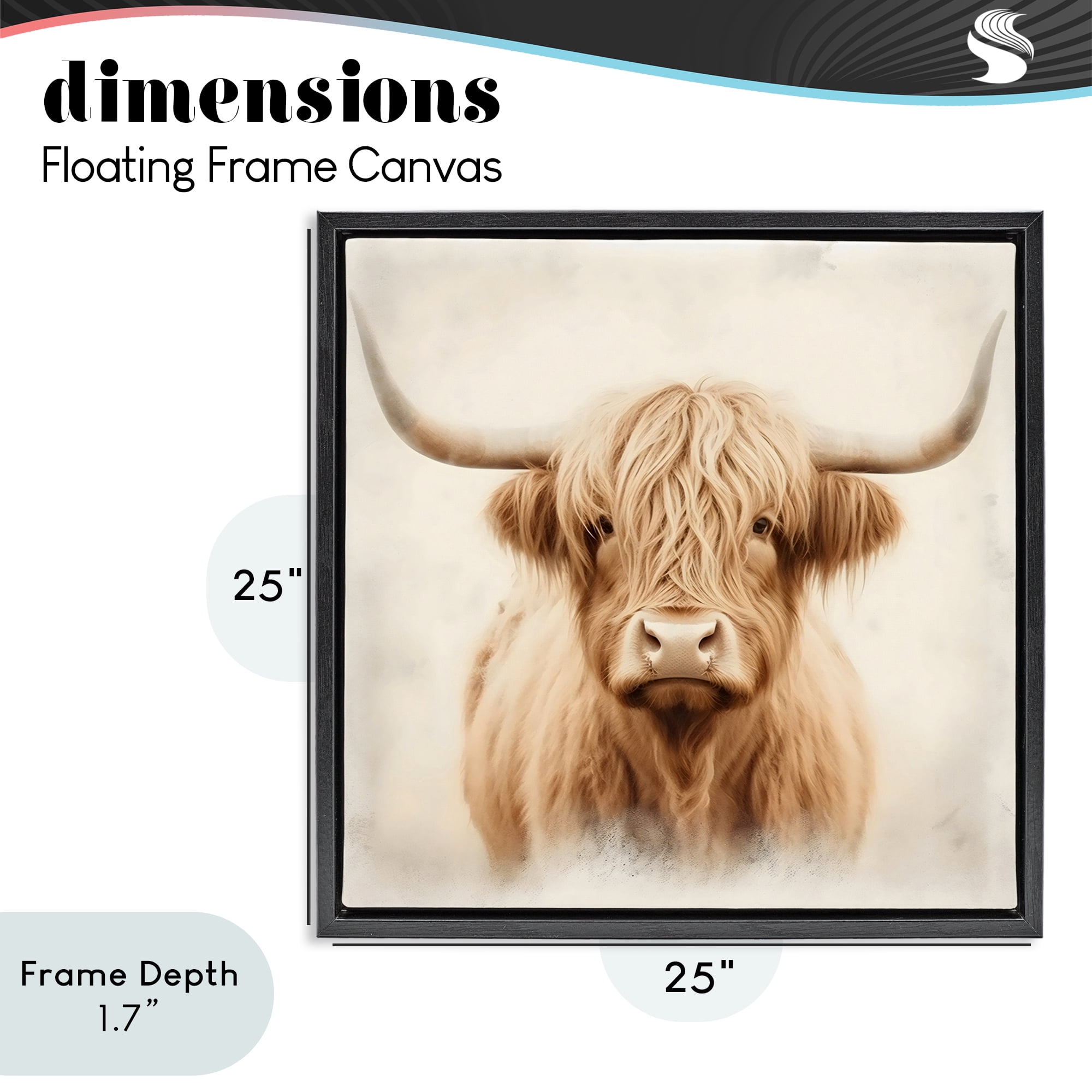 Stupell Industries Dreamy Fluffy Highland Portrait Black Framed Floater Canvas Wall Art, design by Creative Studio