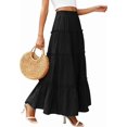 thumbnail image 4 of PRETTYGARDEN Women's Tiered Maxi Skirt Summer Spring Fashion High Waisted Long Flowy Casual Boho Beach Vacation Clothes, 4 of 10