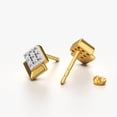 thumbnail image 3 of Layered Geometric Square Stud Earrings - 18K Gold Plated 3D Diamond-Shape Studs with Micro-Pave Cubic Zirconia for Women and Teens, 3 of 4