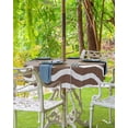 thumbnail image 3 of Outdoor Tablecloth with Umbrella Hole and Zipper 60R Brown Ripples Stripes Table Cover for Round Tables Waterproof Tabletop Collection for Patio Garden Picnic Camping, 3 of 6