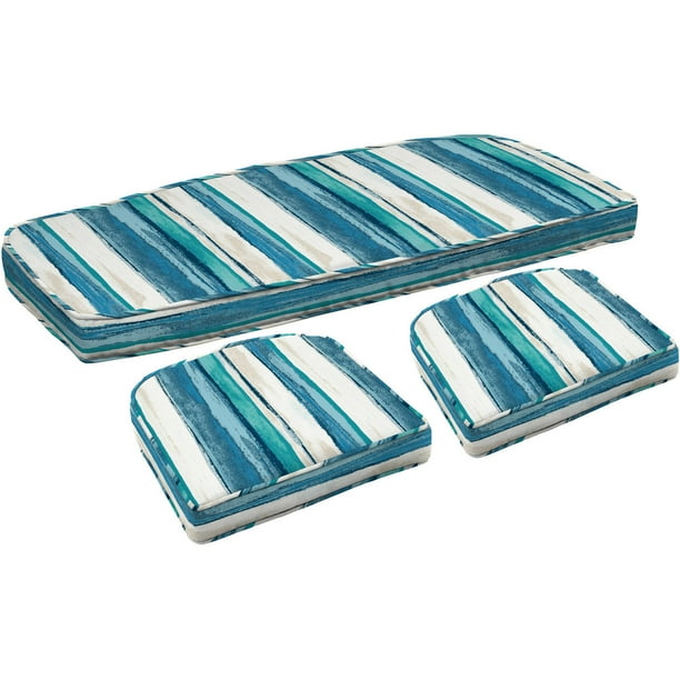 Mainstays Outdoor Patio Wicker Cushion Set with Welts for Settee and 2 Chairs, Multiple Patterns