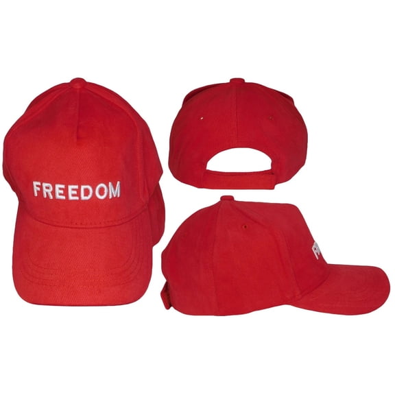 Freedom Letters Red 100% Cotton Adjustable Embroidered Cap Hat