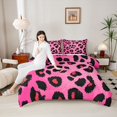 thumbnail image 4 of Castle Fairy Old Fashion Cheetah Print Bedding Comforter Set 2pcs for Kids Teens Girls,Black Pink Leopard Print Twin Comforter Sets Microfiber,Dreamy Princess Breathable Bedding Set, 4 of 8