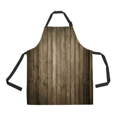 

ABPHQTO Old Dirty Wooden Wall Apron Home Kitchen Apron with Pockets