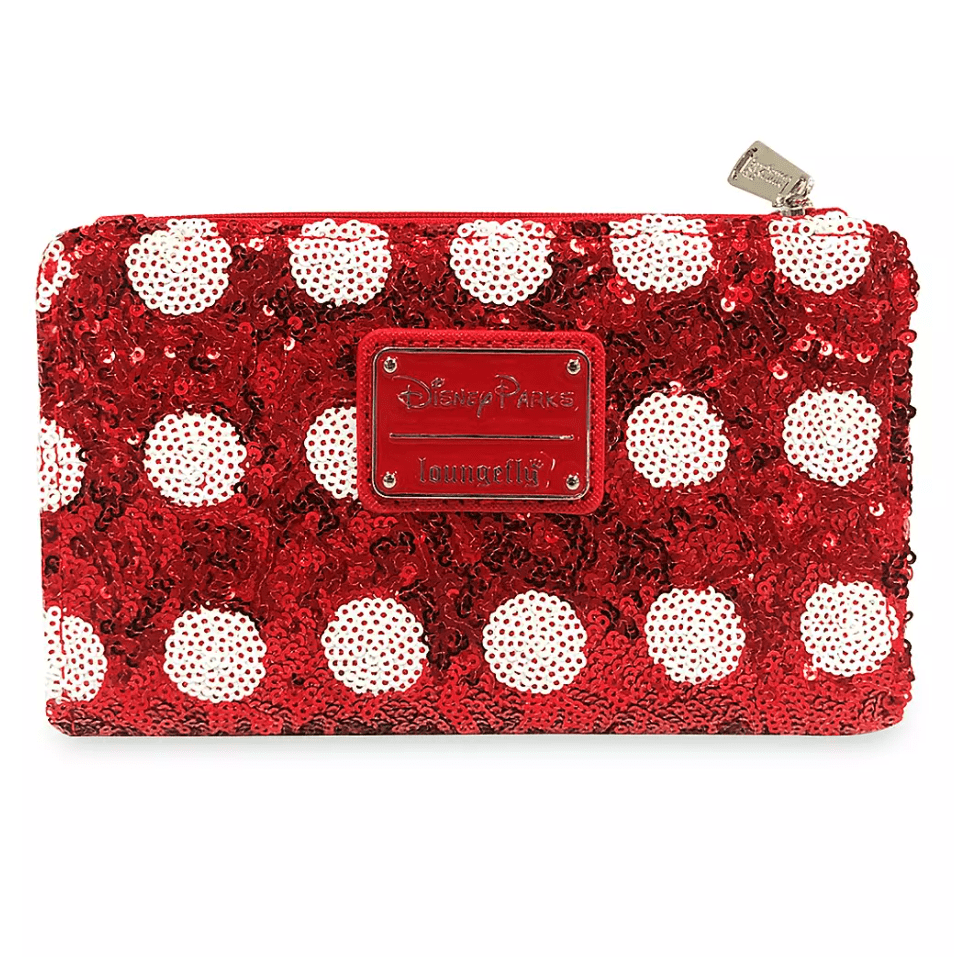 Disney Minnie Mouse Red polka dot sequin Bow Backpack Wristlet by Loungefly NEW 