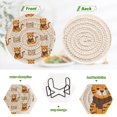 thumbnail image 4 of Haosy Set of 6 Drink Woven Coaster with Holder Heat Resistant Non-Slip Bar Coasters 4 Inches Cute Cartoon Playful Tiger, 4 of 7