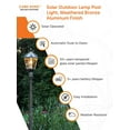 thumbnail image 5 of Gama Sonic Solar Outdoor Lamp Post Light, Weathered Bronze Aluminum Finish and Beveled Glass Panels, 10-Year Royal Bulb, Warm White LED with Omni-Direction Reflector, 87-inch Height, 98B301, 5 of 10