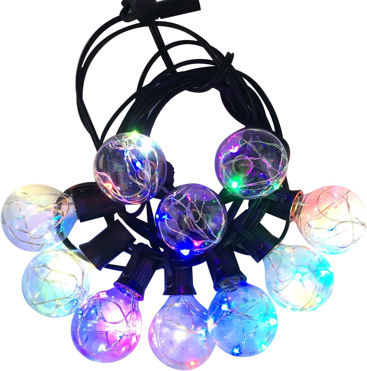 30FT Outdoor String Light with 30 Sockets RGB Color Changing Globe LED Bulbs Shatterproof for Patio Garden Yard