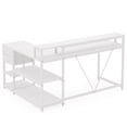 thumbnail image 6 of Fnova 55" Desk with Drawer, Modern Reversible L Shaped Table, Corner Computer Desk with Storage Shelves and Monitor Stand for Home Office, 6 of 19