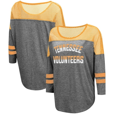 Yokes Charcoal - Tennessee Volunteers Colosseum Women's Fine! Oversized Mesh Yoke 3/4-Sleeve T-Shirt - Charcoal