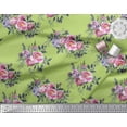 thumbnail image 2 of Soimoi Toile de Coton Vert Feuilles & Rose Imprimé Floral 1 Yard 56 Inch Wide, 2 of 3