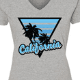 thumbnail image 4 of Inktastic California with Triangle and Palm Trees in Blue Women's V-Neck T-Shirt, 4 of 5