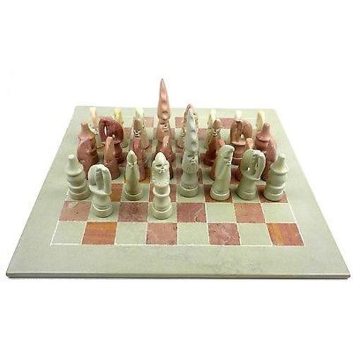 Hand Carved Soapstone Maasai Chess Set 14" Board Smolart