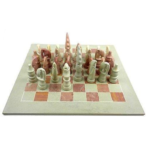 Hand Carved Soapstone Maasai Chess Set 14" Board Smolart