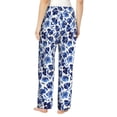 thumbnail image 3 of Uemuo Blue Roses Pattern Women's Wide Leg Palazzo Lounge Pants with Pockets Light Weight Loose Comfy Casual Pajama Pants-Small, 3 of 9